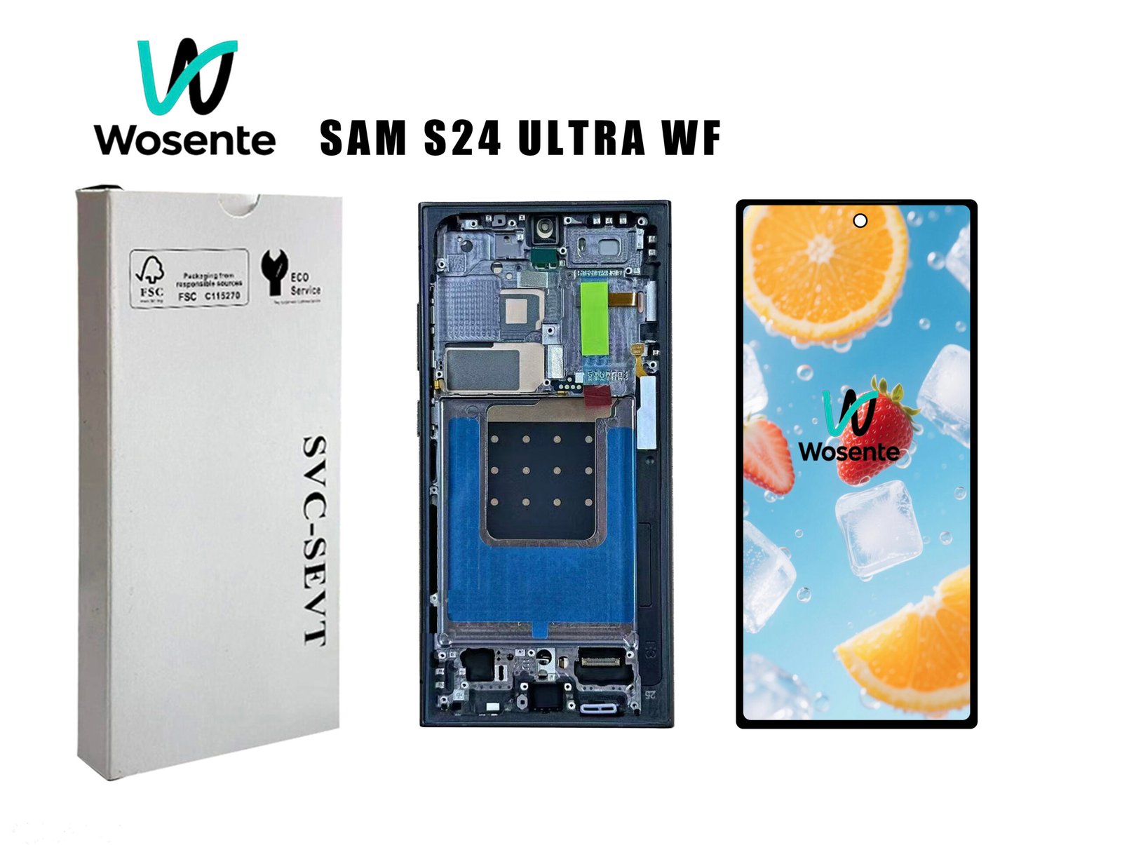 SAM S24 ULTRA WF CHANGE GLASS LCD Screen + Digitizer Assembly for SAMSUNG S24 ULTRA - Image 1