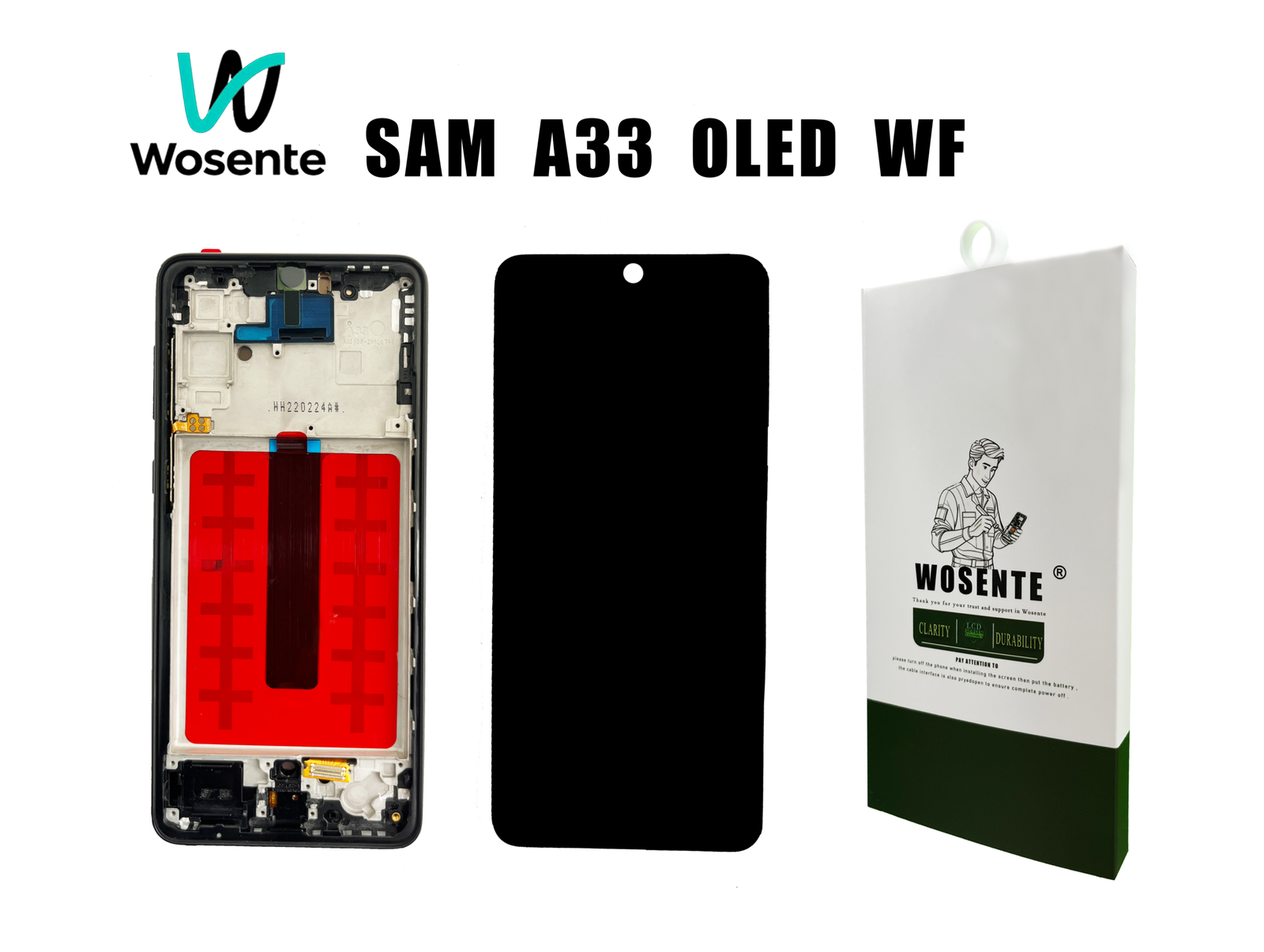 45db2dfb405ce3c9015a46bb0f780e26 OLED LCD SCREEN WITH FRAME + Digitizer Assembly for SAMSUNG A33 - Image 1